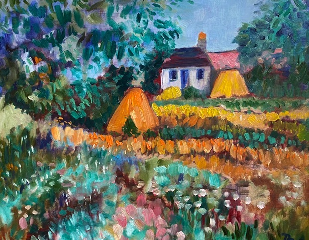 Oil painting after George Hunter's Fife Pastoral