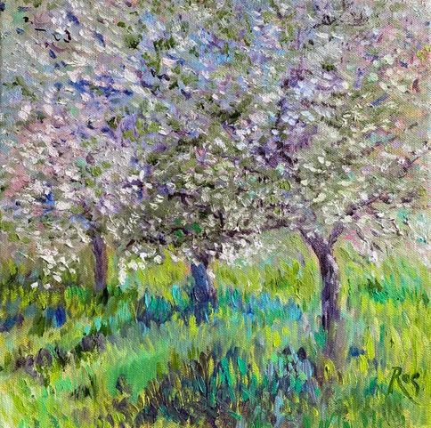 "Spring Orchard" Greetings Card (Square)