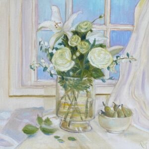 "Still Life with Pears" Greetings Card (Square)