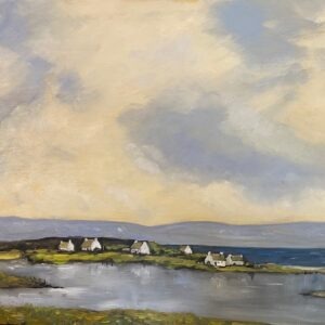 "Village by the Lake" Greetings Card (Square)